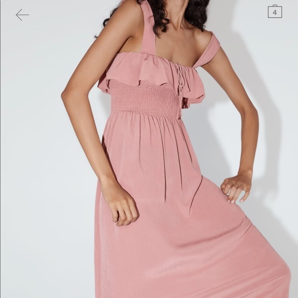 Zara dress with elastic waistband in faded pink. - Picture 3 of 4